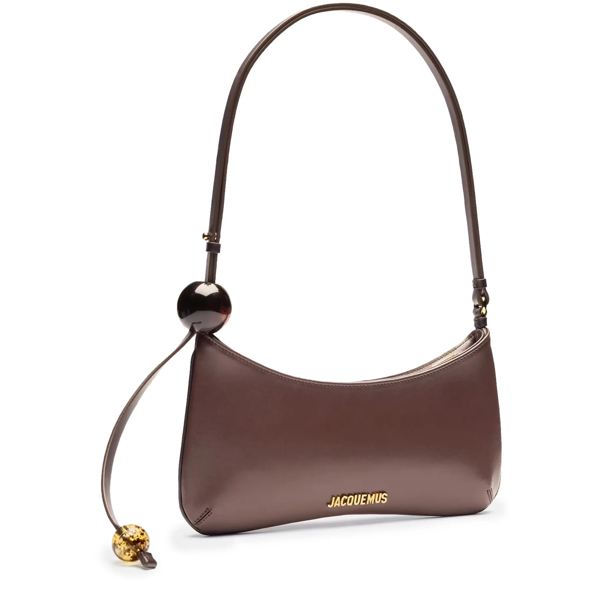 Front view of Jacquemus Le Bisou Perle Medium Brown Shoulder Bag 231BA057-3000-855